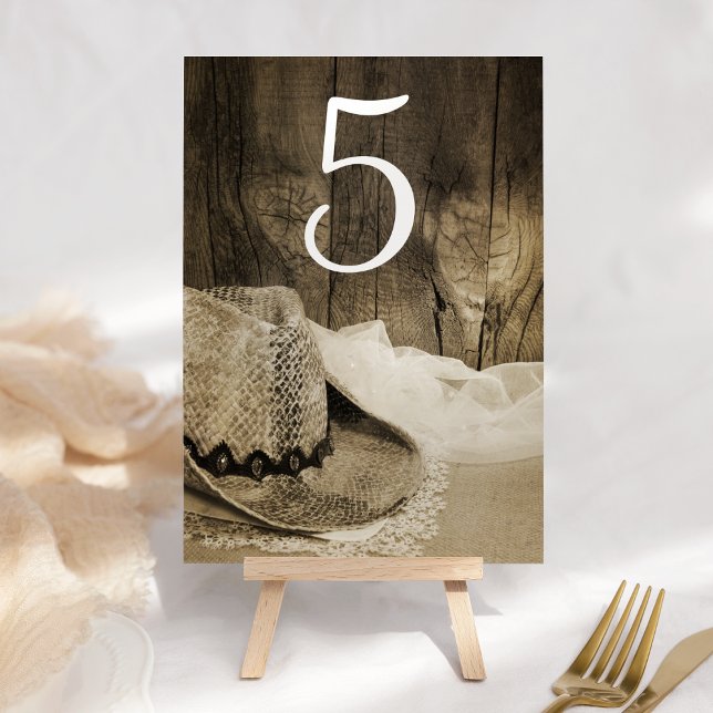 Cowboy Hat and Barn Wood Wedding Table Numbers (Creator Uploaded)