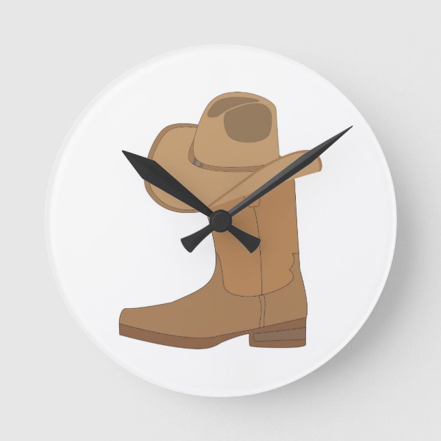 Cowboy Hat and Boot Round Clock (Front)