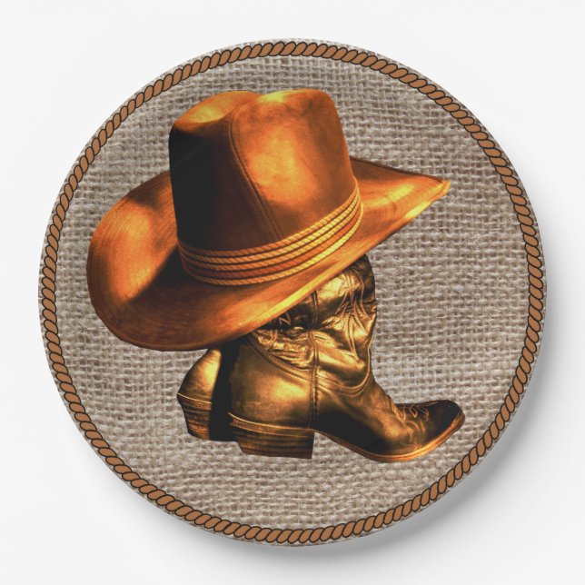 COWBOY HAT AND BOOTS  PAPER PLATE (Front)
