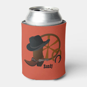 Cowboy Hat and Boots Personalised Can Cooler