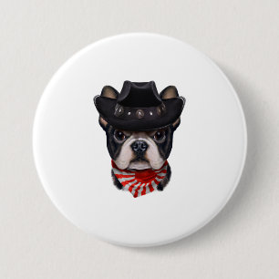 Cowboy Hat and Flag French Bulldog For Dog Lover 7.5 Cm Round Badge