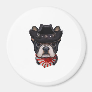 Cowboy Hat and Flag French Bulldog For Dog Lover Magnet