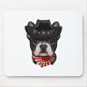 Cowboy Hat and Flag French Bulldog For Dog Lover Mouse Pad