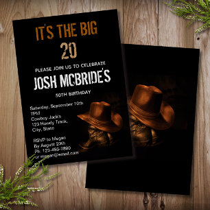 Cowboy Hat and Leather Boots Masculine Personalise Invitation