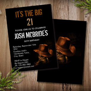 Cowboy Hat and Leather Boots Masculine Personalise Invitation