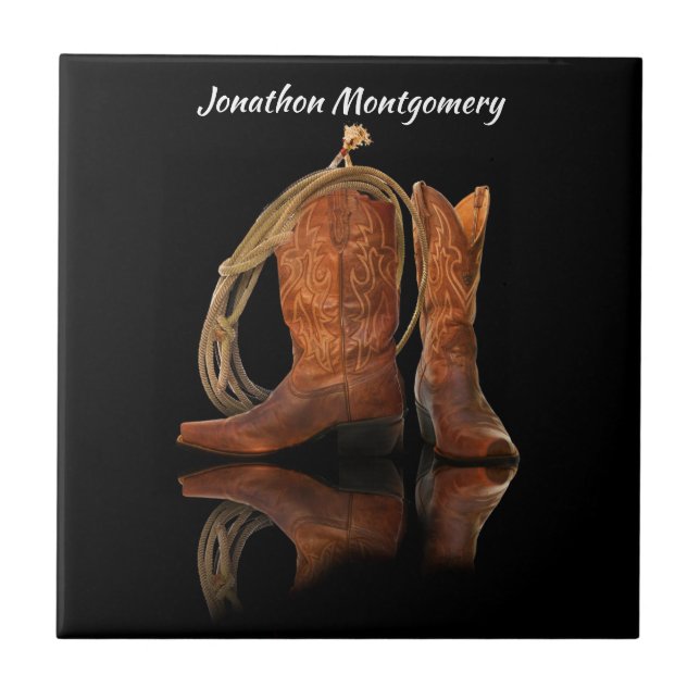 Cowboy Hat and Rope Ceramic Tile (Front)