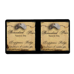 Cowboy Hat Barbed Wire on Parchment Candle Label