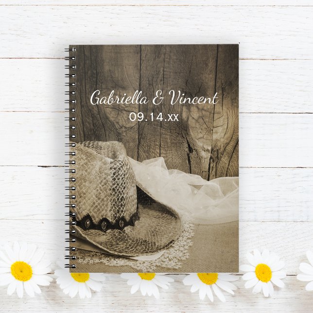 Cowboy Hat Barn Wood Country Western Wedding Notebook (Creator Uploaded)