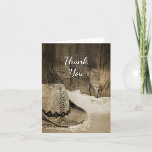 Cowboy Hat Barn Wood Western Bridesmaid Thank You Card
