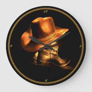 COWBOY HAT & BOOTS LARGE CLOCK