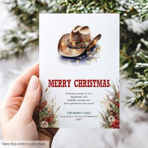 Cowboy hat Christmas greeting card editable