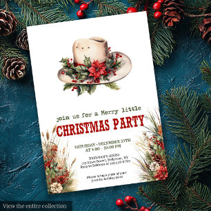 Cowboy hat Christmas party invite with bandana tie