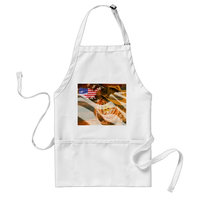 Cowboy Hat Lasso American Flag Sunrays Standard Apron (Front)