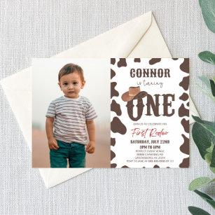 Cowboy Hat ONE First Rodeo 1st Birthday Party Invitation