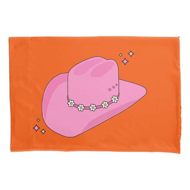 Cowboy Hat Orange And Pink Pillowcase (Front)