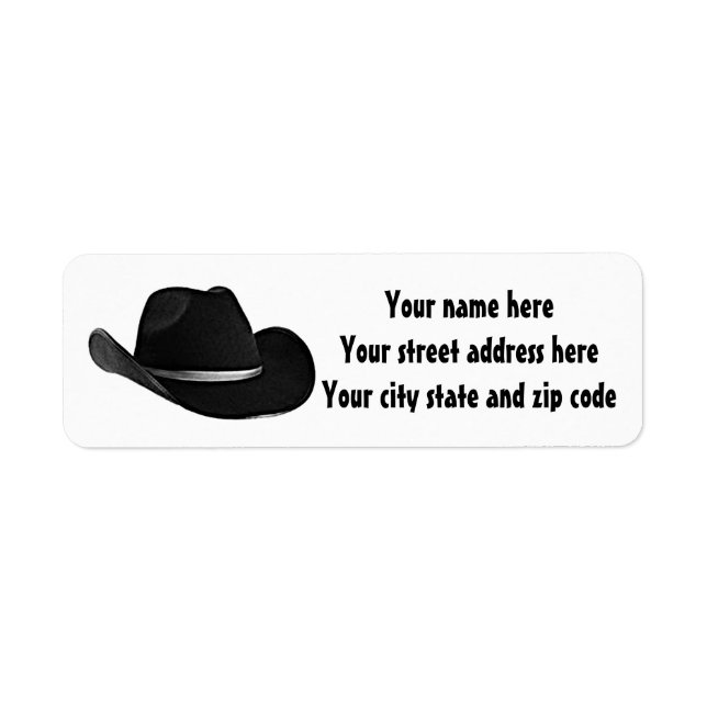 Cowboy hat return address label (Front)