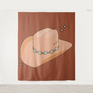 Cowboy Hat Rust Terracotta Tapestry