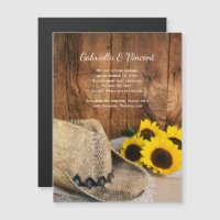 Cowboy Hat, Sunflowers Barn Wedding Save the Date