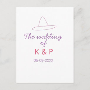 cowboy hat the wedding of couple name date purple postcard