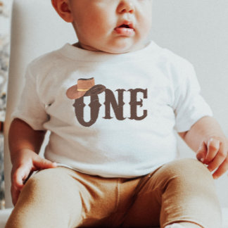 Cowboy Hat Themed ONE 1st Birthday Baby T-Shirt