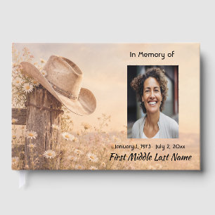 Cowboy Hat Western, Horse Memorial Prayer Keepsake Guest Book