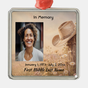Cowboy Hat Western, Horse Memorial Prayer Keepsake Metal Ornament