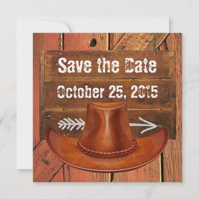 Cowboy Hat Western Rustic Invitation (Front)
