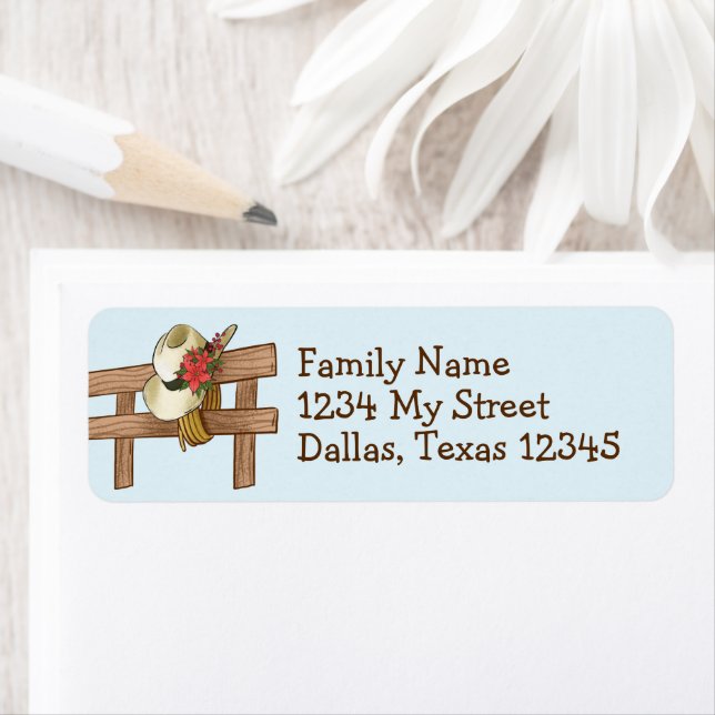 Cowboy Hat with Poinsettias Christmas Return Address Label (Insitu)