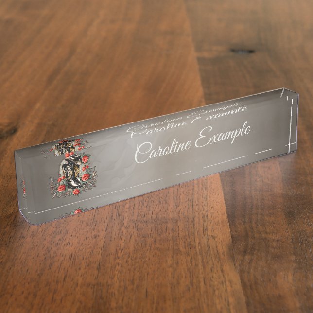 Cowboy hearts: A poem of boots and flowers. Nameplate (Side)