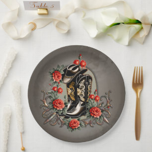 Cowboy hearts: A poem of boots and flowers. Paper Plate