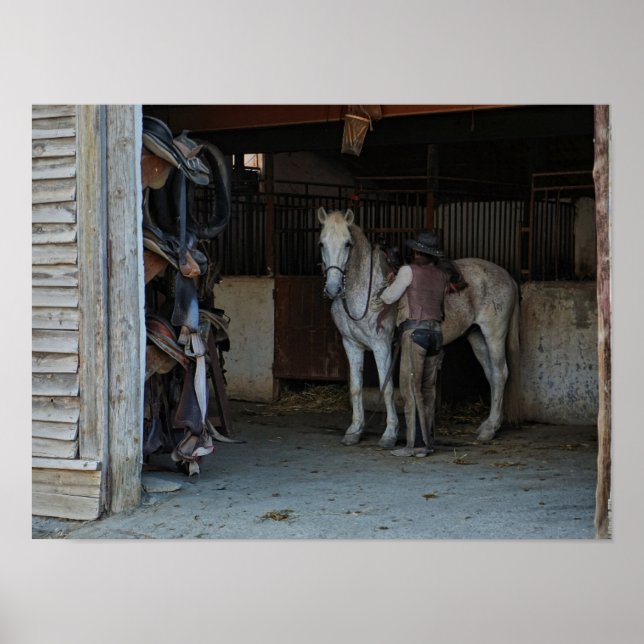Cowboy Horse Barn Saddle Southwest Poster (Front)