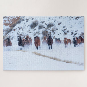 Cowboy Horse Drive Hideout Ranch Shell, Wyoming Jigsaw Puzzle