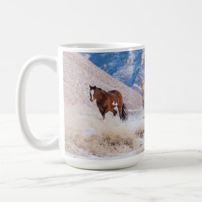 Cowboy Horse Drive on Hideout Ranch Coffee Mug (Left)