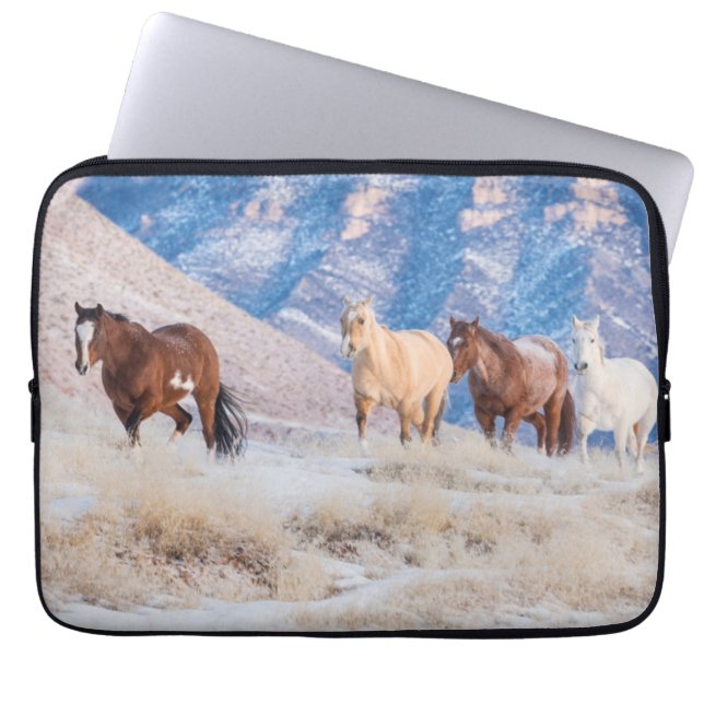 Cowboy Horse Drive on Hideout Ranch Laptop Sleeve (Front)