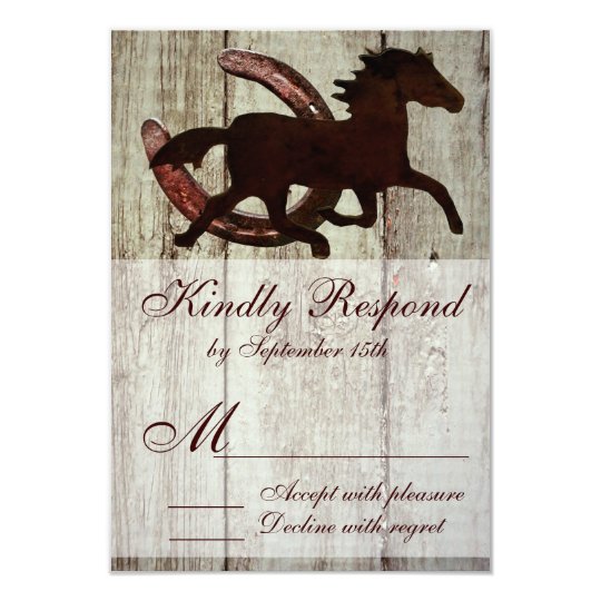 Cowboy Horse Horseshoe Country Style Wedding RSVP Card