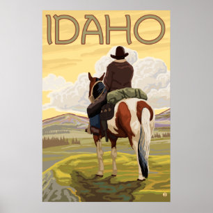 Cowboy & Horse - Idaho Poster