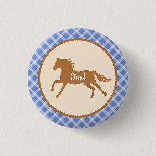 Cowboy Horse Pony Cute 1st Birthday Party Theme 3 Cm Round Badge
