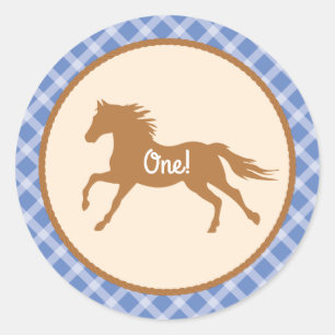 Cowboy Horse Pony Cute 1st Birthday Party Theme Classic Round Sticker