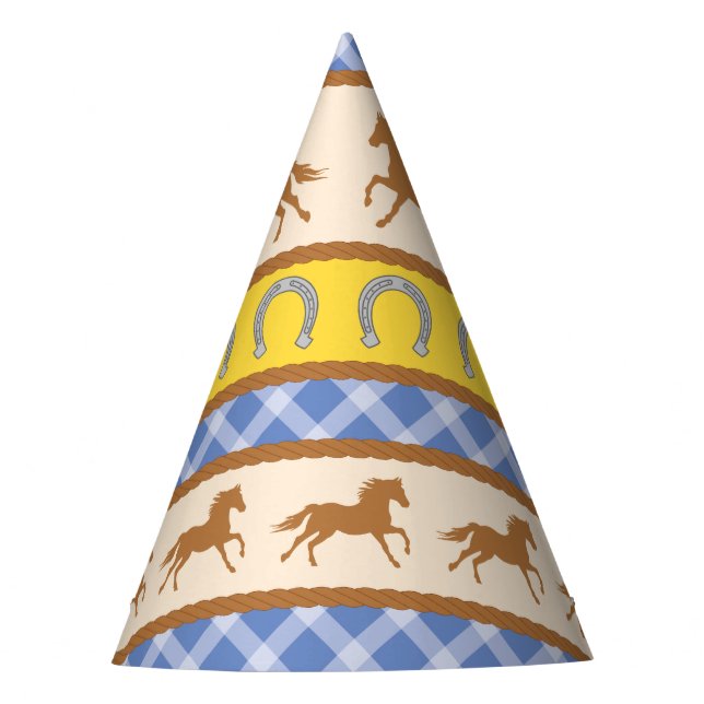 Cowboy Horse Pony Cute 1st Birthday Party Theme Party Hat (Front)