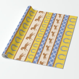 Cowboy Horse Pony Cute 1st Birthday Party Theme Wrapping Paper