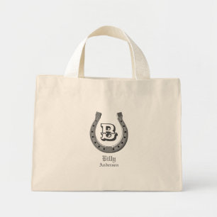 Cowboy Horse Shoe Personalised Monogram Mini Tote Bag