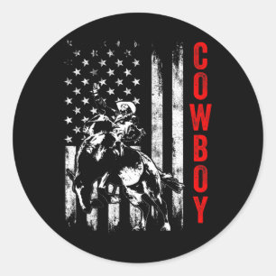 Cowboy Horse Show Horseck Riding Rider 7  Classic Round Sticker
