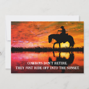Cowboy, Horse & Sunset Retirement  Invitation