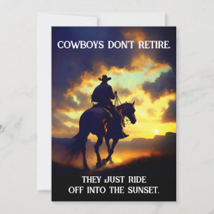 Cowboy, Horse & Sunset Retirement  Invitation