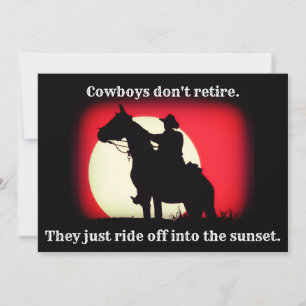 Cowboy, Horse & Sunset Retirement  Invitation