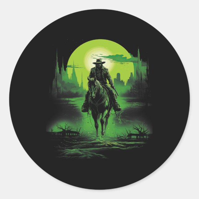 Cowboy Horseck Riding Saloon Gunfight Sheriff 1  Classic Round Sticker (Front)