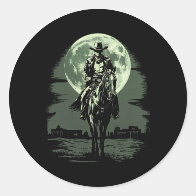 Cowboy Horseck Riding Saloon Gunfight Sheriff  Classic Round Sticker (Front)