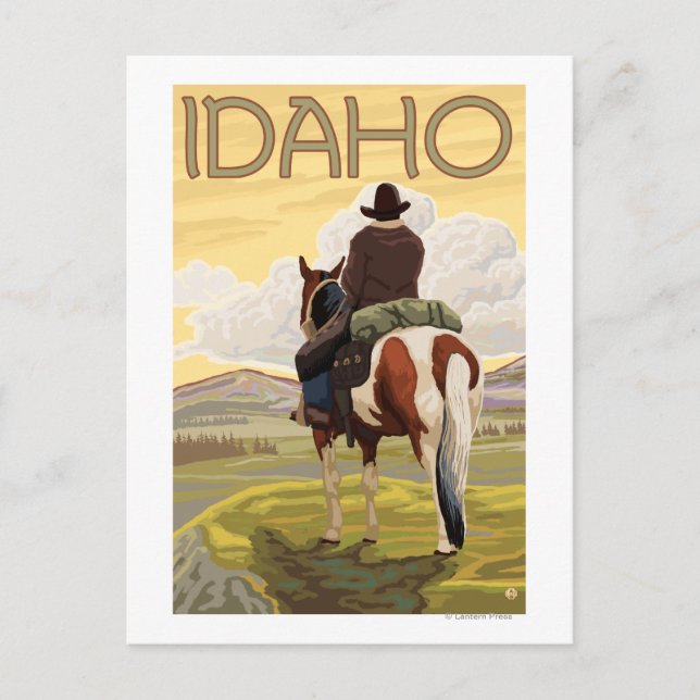 Cowboy & HorseIdahoVintage Travel Poster Postcard (Front)