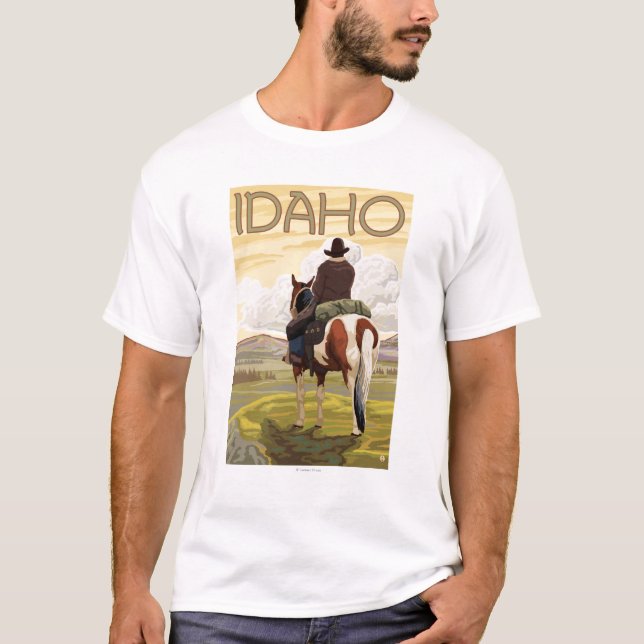 Cowboy & HorseIdahoVintage Travel Poster T-Shirt (Front)