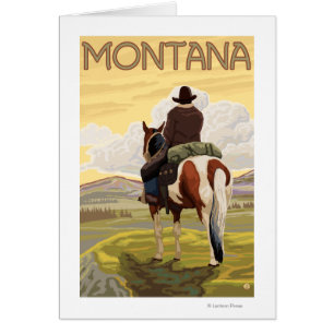 Cowboy & HorseMontanaVintage Travel Poster